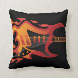 Cojín Decorativo Ilustracion de incendio de guitarra eléctrica
