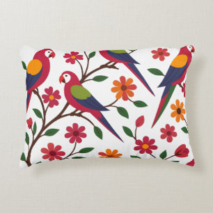 Cojín Decorativo Ilustración de jardín de loros tropicales
