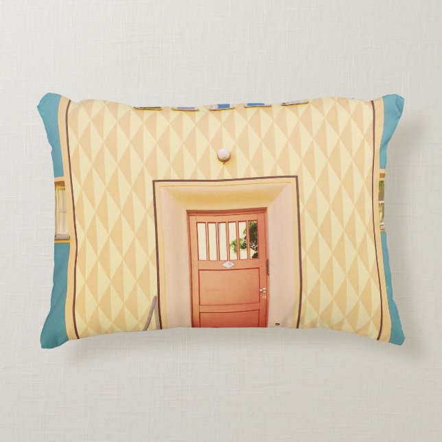 Cojín Decorativo Ilustracion de la casa amarilla (Anverso)
