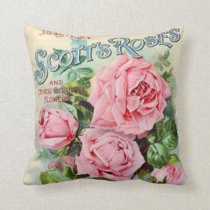 Cojín Decorativo Ilustracion de la tapa del catálogo de flores Rosa