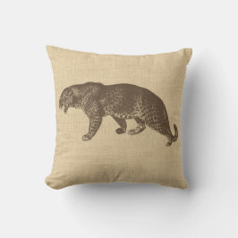 Cojín Decorativo Ilustracion de leopardo de época en Burlap