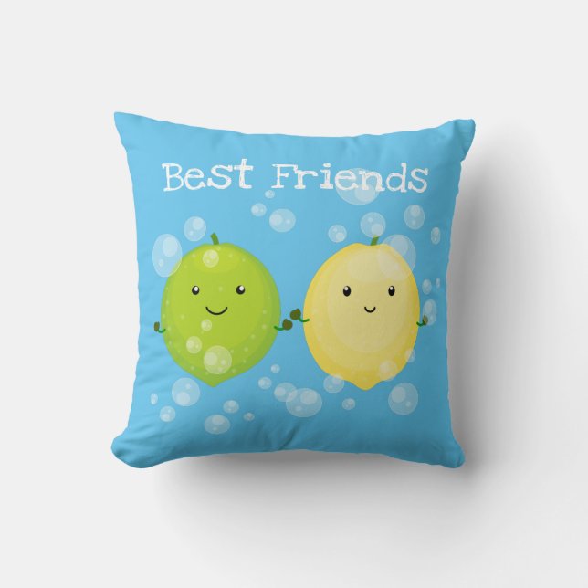 Cojín Decorativo Ilustracion de limón y lima (Anverso)