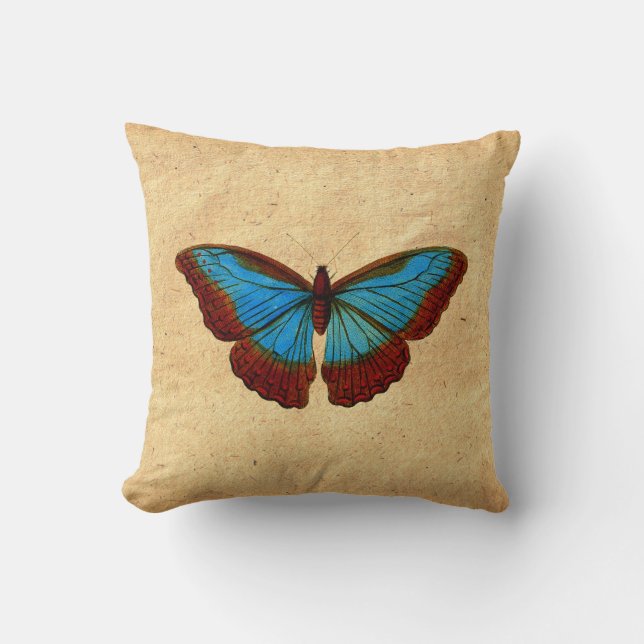 Cojín Decorativo Ilustracion de mariposa de época (Anverso)