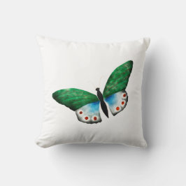 Cojín Decorativo Ilustracion de mariposa verde azul