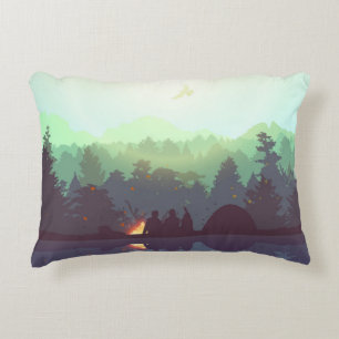 Cojín Decorativo Ilustracion de montaña Camping Adventure Forest