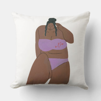 Cojín Decorativo Ilustración de mujer con cuerpo positivo en traje
