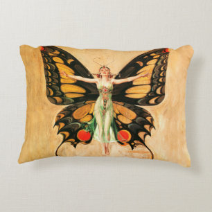 Cojín Decorativo Ilustración de mujer Leyendecker mariposa Flapper