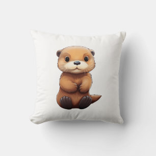 Cojín Decorativo ilustracion de nutria personalizado