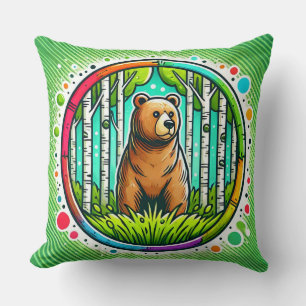 Cojín Decorativo Ilustración de oso brillante lindo