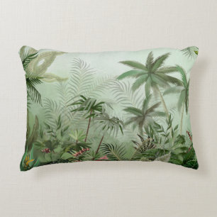 Cojín Decorativo Ilustracion de paisaje botánico vintage tropical,