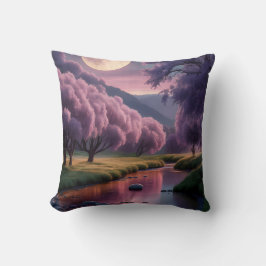 Cojín Decorativo Ilustración de paisaje de ensueño lunar de fantasí