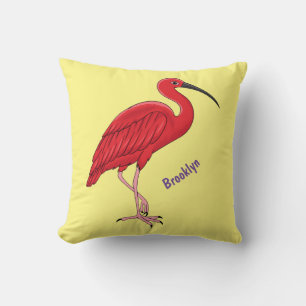 Cojín Decorativo Ilustracion de pájaro ibis de escarlata personaliz