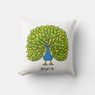 Cojín Decorativo Ilustracion de pájaro pavo real