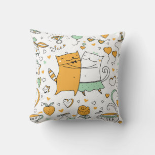 Cojín Decorativo Ilustracion de pareja de gatos. animales de gatito