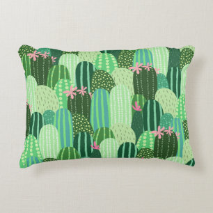 Cojín Decorativo Ilustración de patrón continuo de cactus colorido