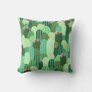 Cojín Decorativo Ilustración de patrón continuo de cactus colorido
