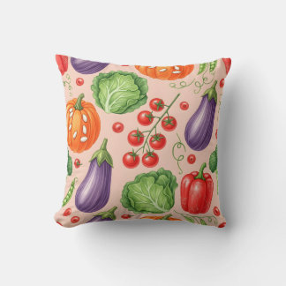 Cojín Decorativo Ilustración de Patrón de Verduras Coloridas