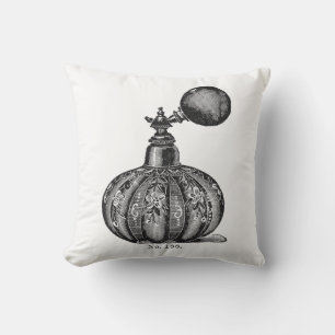 Cojín Decorativo ilustracion de perfume blanco y negro