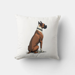Cojín Decorativo Ilustración de perro boxer vintage desde atrás mar