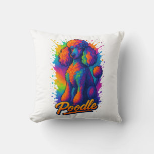 Cojín Decorativo Ilustración de perro Caniche de Pop Art Colorido –