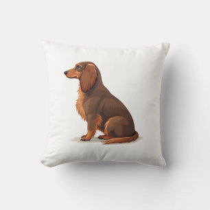 Cojín Decorativo Ilustración de perro Dachshund vintage de pelo lar