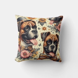 Cojín Decorativo Ilustracion de perro de Boxer Vintage