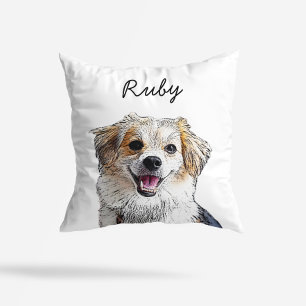 Cojín Decorativo Ilustración de perro mestizo moderno Agregar nom
