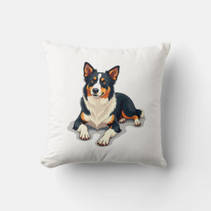 Cojín Decorativo Ilustración de perro retrato vintage Tricolor Bord