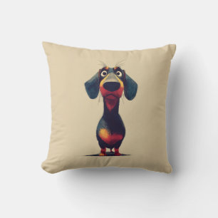 Cojín Decorativo Ilustración de personaje caprichoso de dachshund