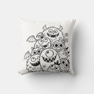 Cojín Decorativo Ilustracion de personajes monstruosos de personali