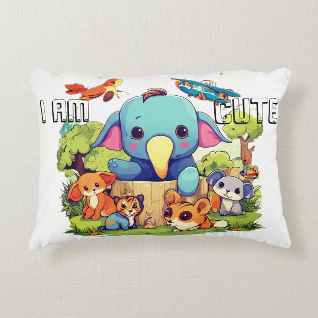 Cojín Decorativo Ilustracion de personalizado animal lindo (Anverso)