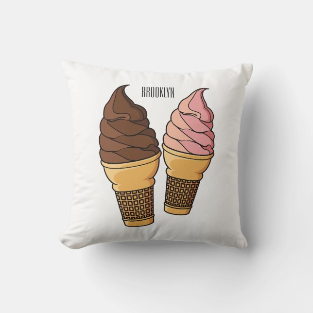 Cojín Decorativo Ilustracion de personalizado de helado de cono (Anverso)
