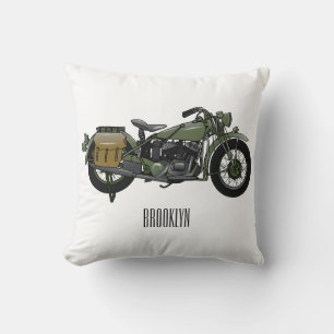 Cojín Decorativo Ilustracion de personalizado de motocicleta de cru