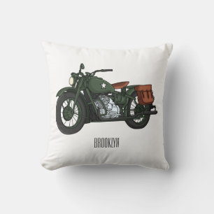 Cojín Decorativo Ilustracion de personalizado de motocicleta de cru