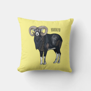 Cojín Decorativo Ilustracion de personalizado de ovino Mouflon