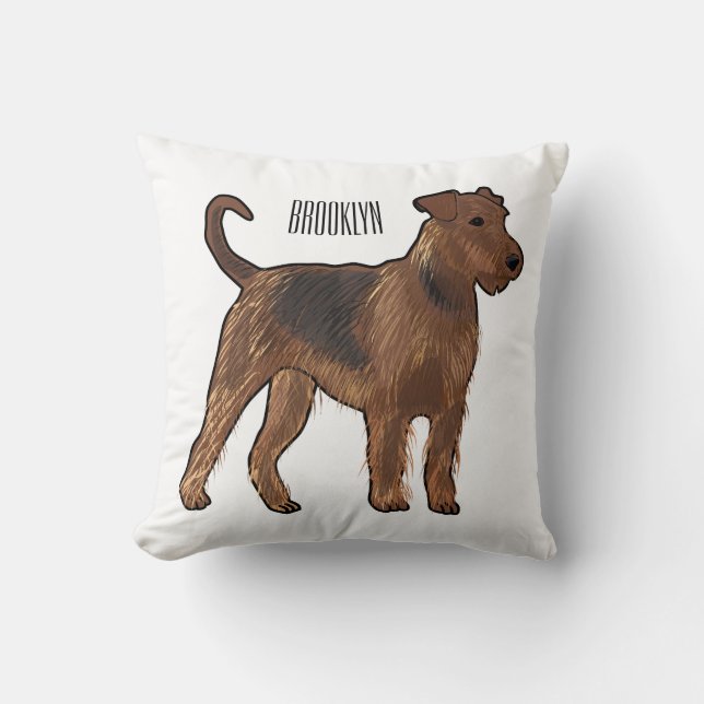 Cojín Decorativo Ilustracion de personalizado de perro Airedale ter (Anverso)