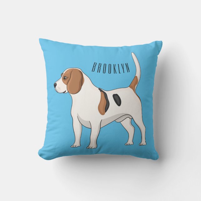 Cojín Decorativo Ilustracion de personalizado de perro Beagle (Anverso)