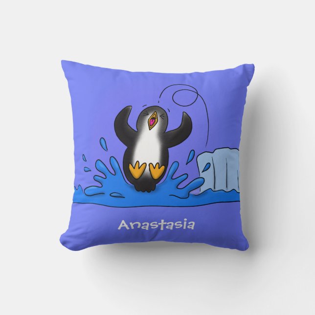 Cojín Decorativo Ilustracion de personalizado de pingüino puenteado (Anverso)