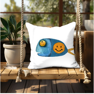 Cojín Decorativo Ilustracion de pescado divertido arte decorativo