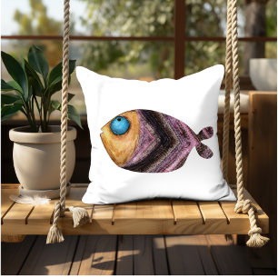 Cojín Decorativo Ilustracion de pescado divertido arte decorativo