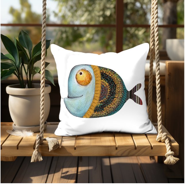 Cojín Decorativo Ilustracion de pescado divertido arte decorativo (Subido por el creador)