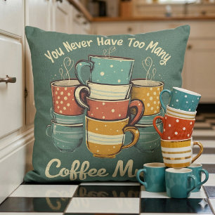Cojín Decorativo Ilustración de pila de tazas de café retro