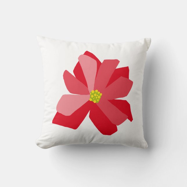 Cojín Decorativo Ilustración de poinsettia (Anverso)