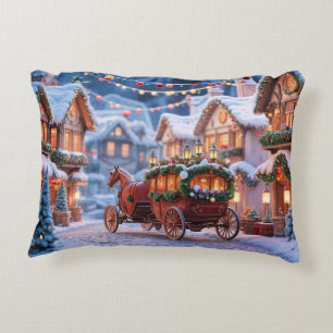 Cojín Decorativo Ilustración de pueblo navideño