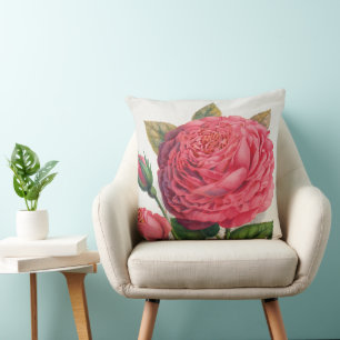 Cojín Decorativo Ilustración de rosa rosa vintage