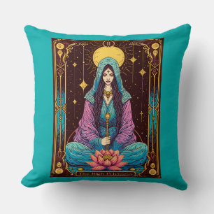 Cojín Decorativo Ilustración de Tarot, la Sumo Sacerdotisa