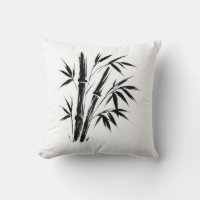 Ilustracion de tinta de bambú - Cushion de zen Min