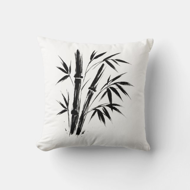 Cojín Decorativo Ilustracion de tinta de bambú - Cushion de zen Min (Anverso)