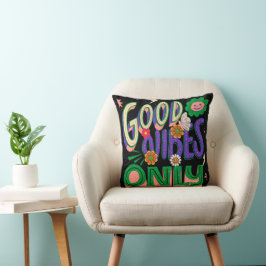 Cojín Decorativo Ilustración de tipografía de buenas vibras
