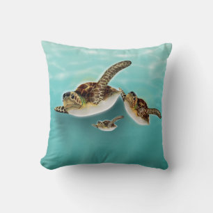 Cojín Decorativo Ilustración de Tortugas Marinas